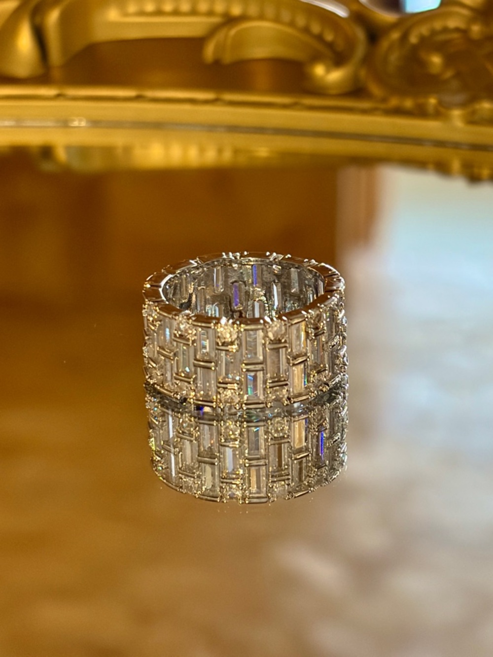New Shiny Double Layer Cross Square Full CZ Diamonds Eternity Band Ring 7